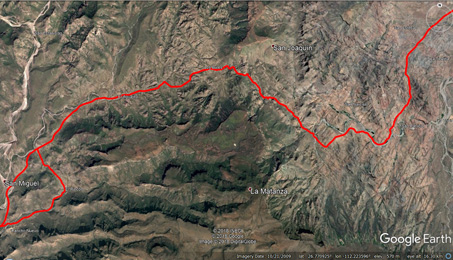 google map of trip route