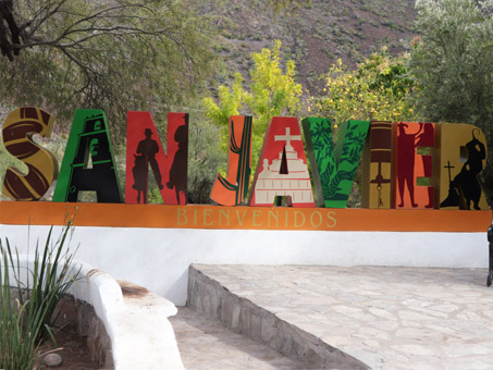 Brightly colored San Javier sign