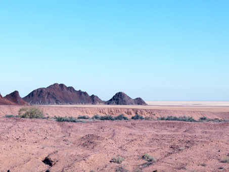 hills and saltflat in distance