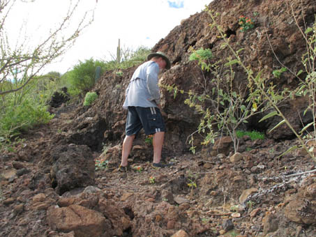 Climbing up the cliff