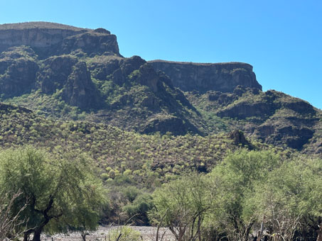 las laderas verdes en el Rancho El Aguajito