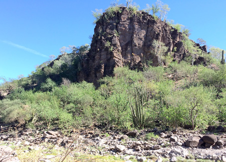 rocky outcrop in desert