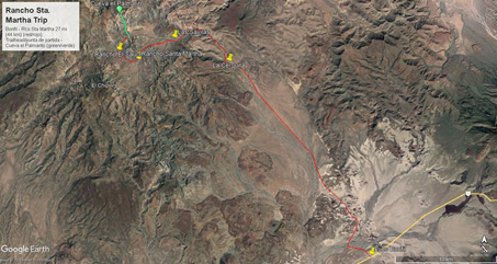 mapa del camino a Santa Martha