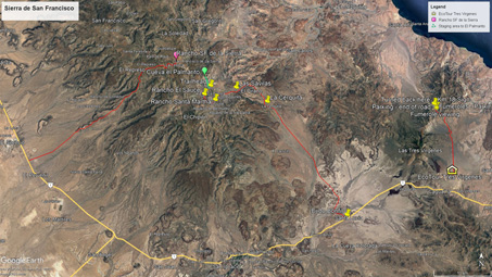 mapa de la Sierra de San Francisco